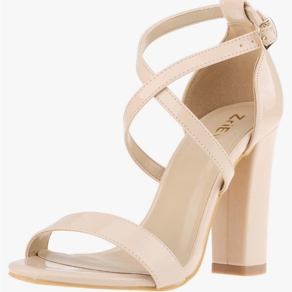 Heels Sandals elegant. Size 5 Zriey open toe. Beige - Picture 1 of 7